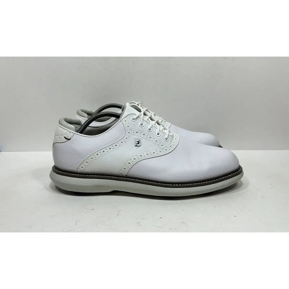 Footjoy Traditions White Leather Golf Soft Spike Shoes Mens Size 10 Wide 57903